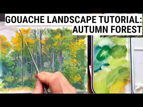 Autumn Forest Landscape in Gouache | Painting Tutorial