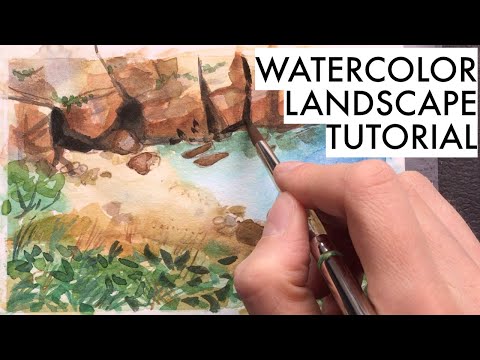 Painting a coast scene in watercolor and gouache | painting tutorial