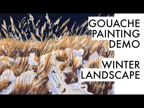 Painting a winter landscape | Gouache painting tutorial