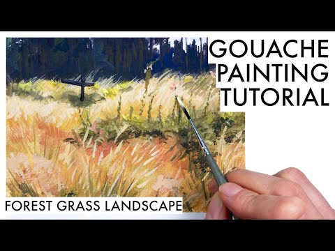 Forest Grass Landscape | Gouache Painting Tutorial
