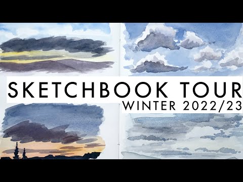 Sketchbook Tour Winter 2022/23 - Botanical studies, landscapes, clouds | Nature Journal