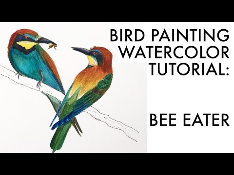 Painting a bee eater | watercolor tutorial