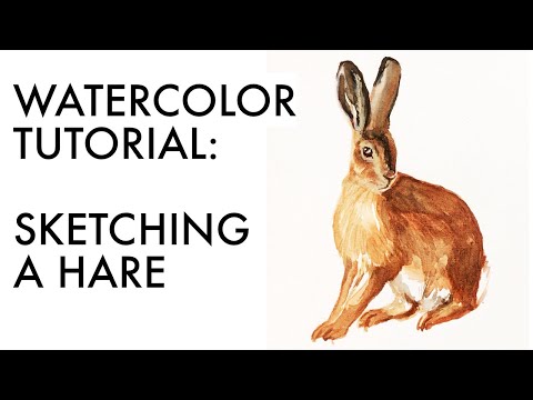 Sketching a hare in watercolor | fur painting tutorial