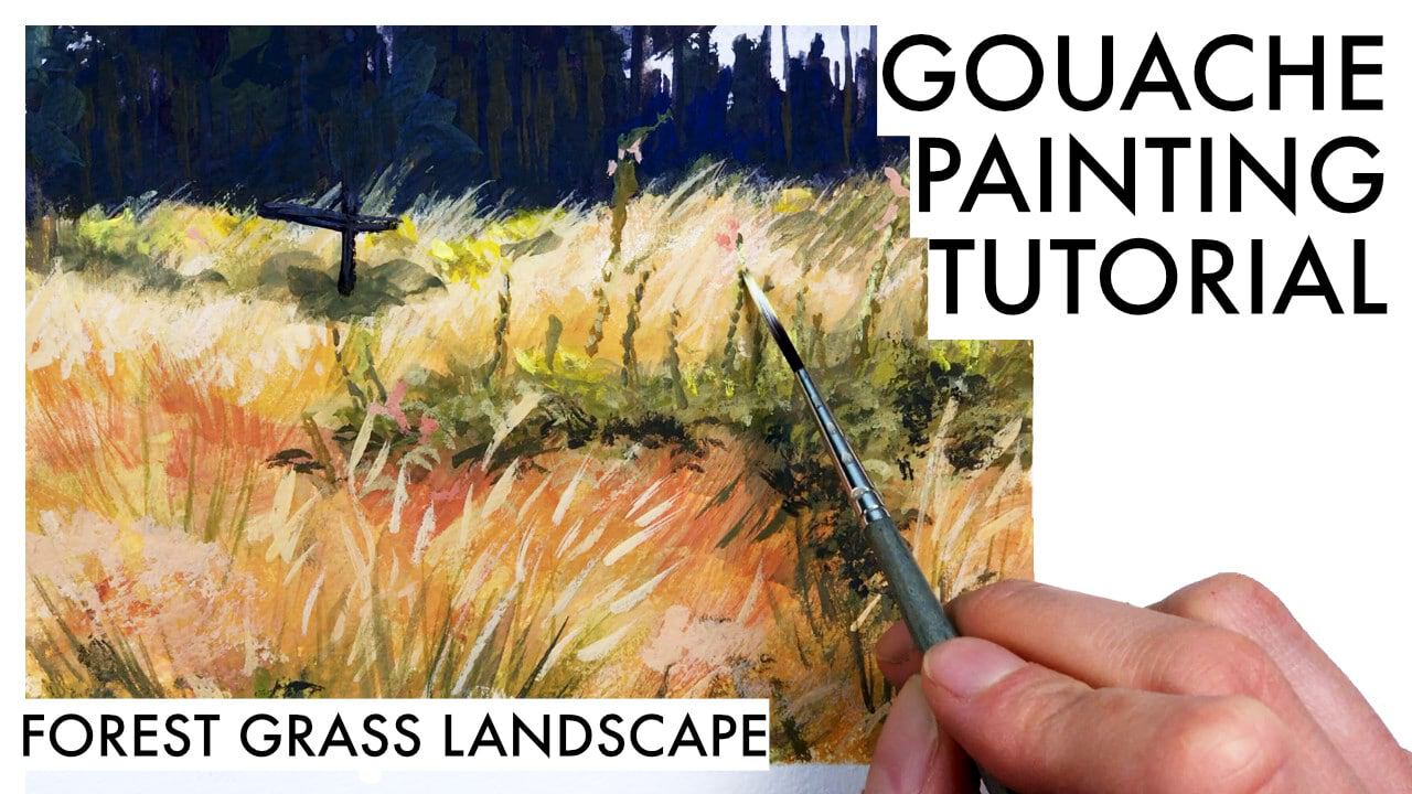 Forest grass landscape painting with gouache (video tutorial) | Julia ...