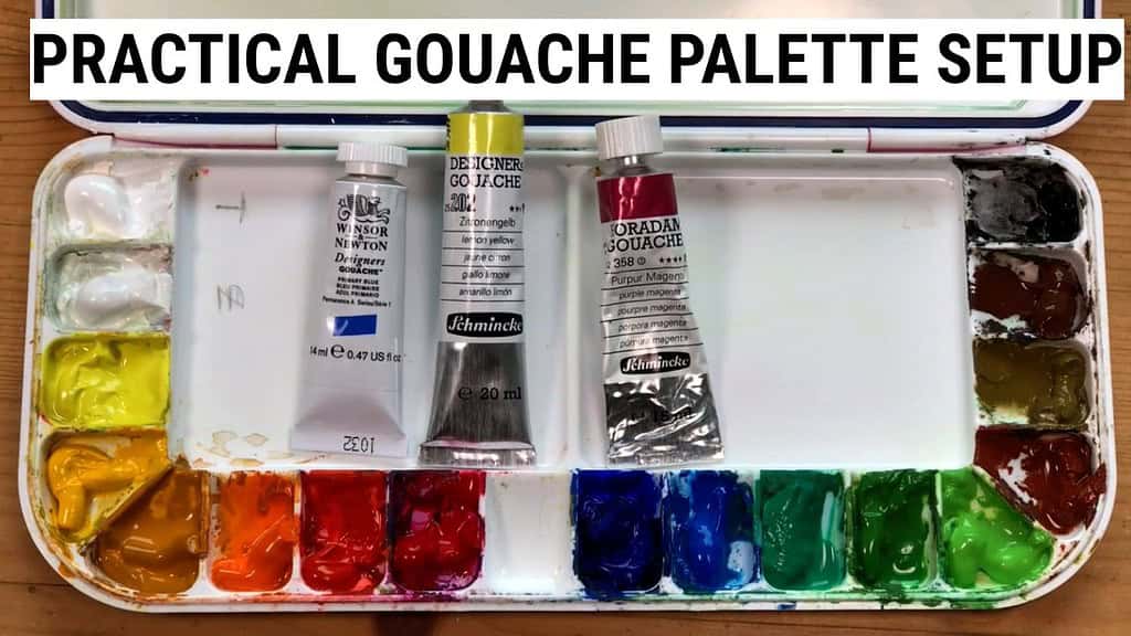 My new favorite gouache palette setup