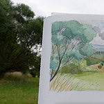 sketch against landscape