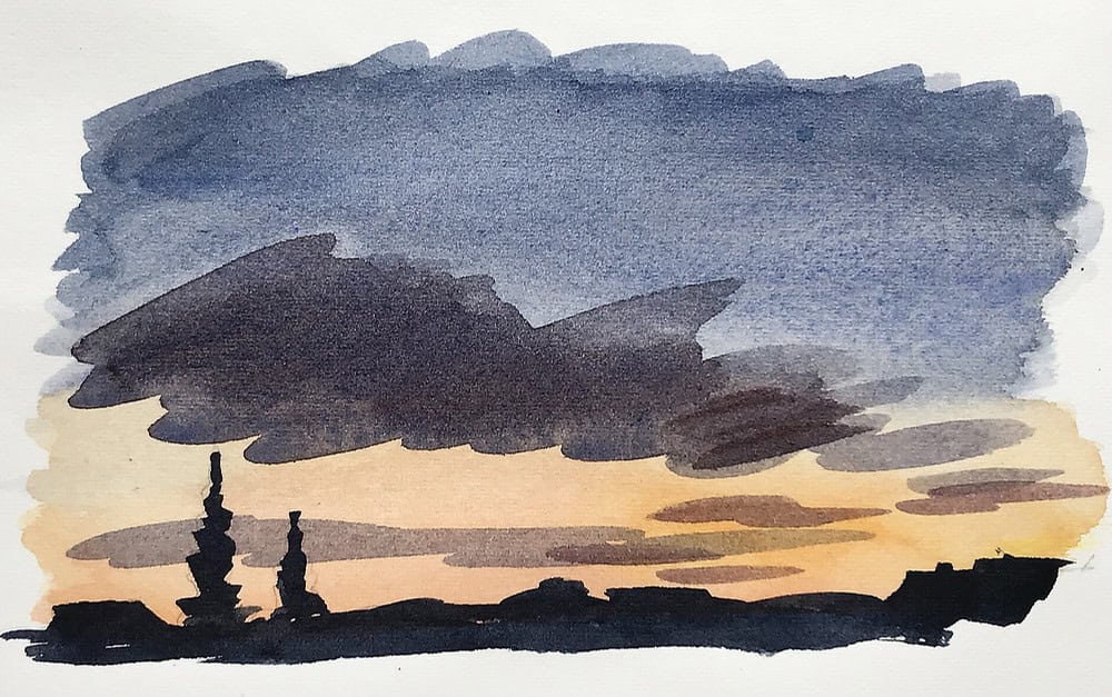 How to Paint a Watercolor Mountain Landscape With Sunrise